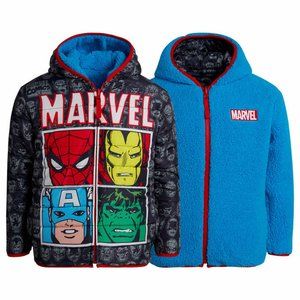 New! Marvel Hulk Spider-man Avengers Reversible Jacket Hood kids boys toddler 4T